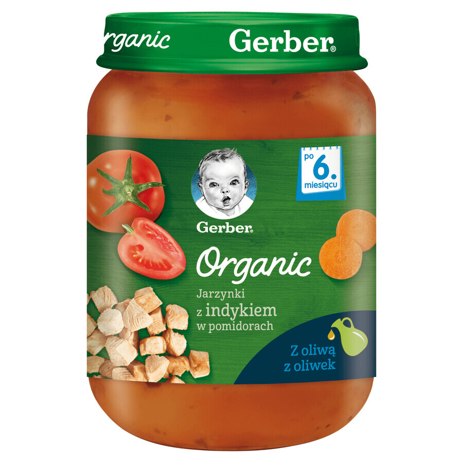 Gerber Organic Diner, groenten met kalkoen in tomaat, na 6 maanden, 190 g