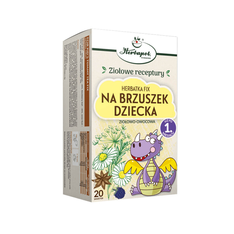 Herbapol Na Brzuszek Dziecka, infuso di erbe e frutta, dopo 1 mese, 20 bustine