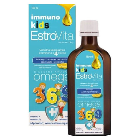 EstroVita Immuno Kids, esteri degli acidi Omega 3-6-9, aroma di limone, 150 ml