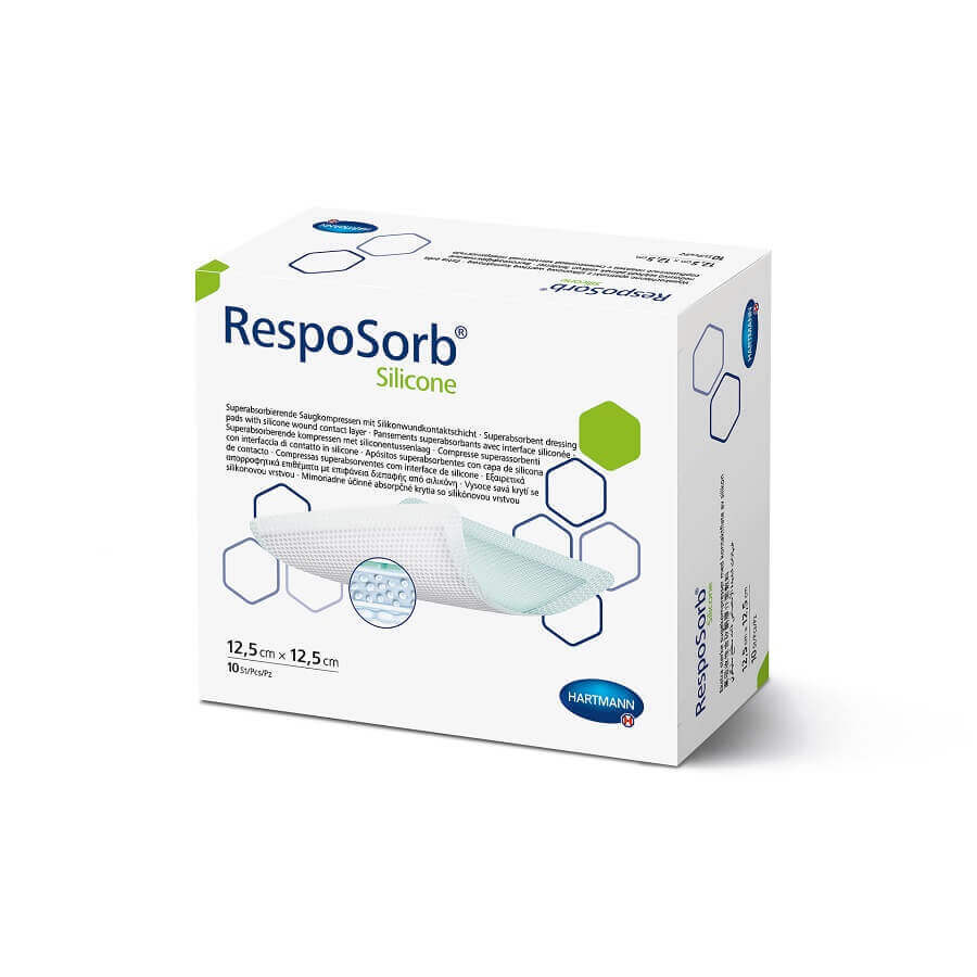 Pansament RespoSorb Silicone 12,5 x 12,5 cm, 10 bucati, Hartmann