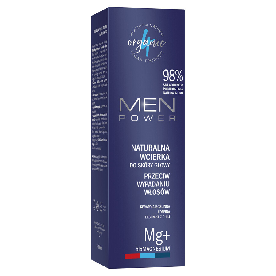 4Organic Men Power, massaggio naturale per il cuoio capelluto contro la caduta dei capelli, 100 ml