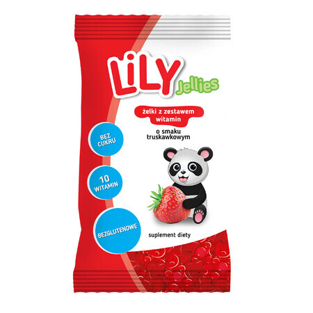 Gelatine Lily, gelatine con set di vitamine, gusto fragola, 30 g