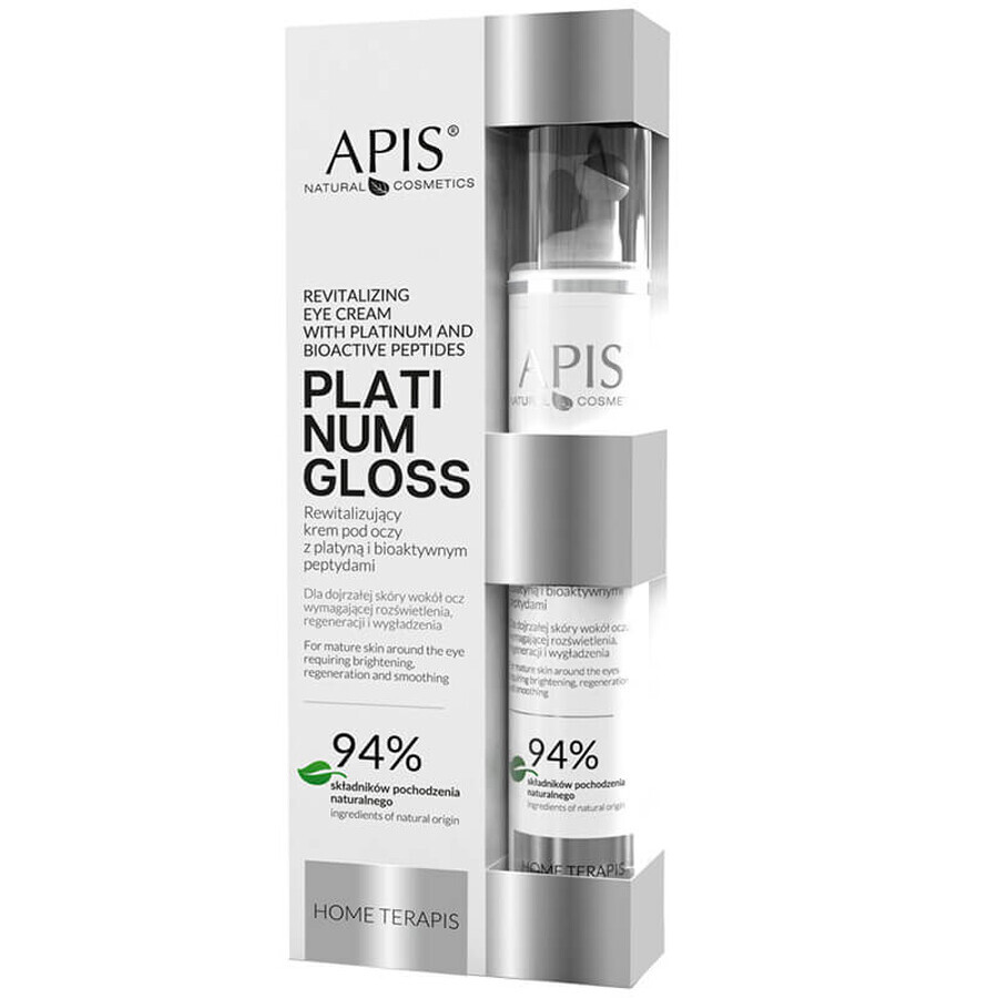 Apis Platinum Gloss Home Terapis, crema rivitalizzante per il contorno occhi con platino e peptidi bioattivi, pelle matura, 10 ml