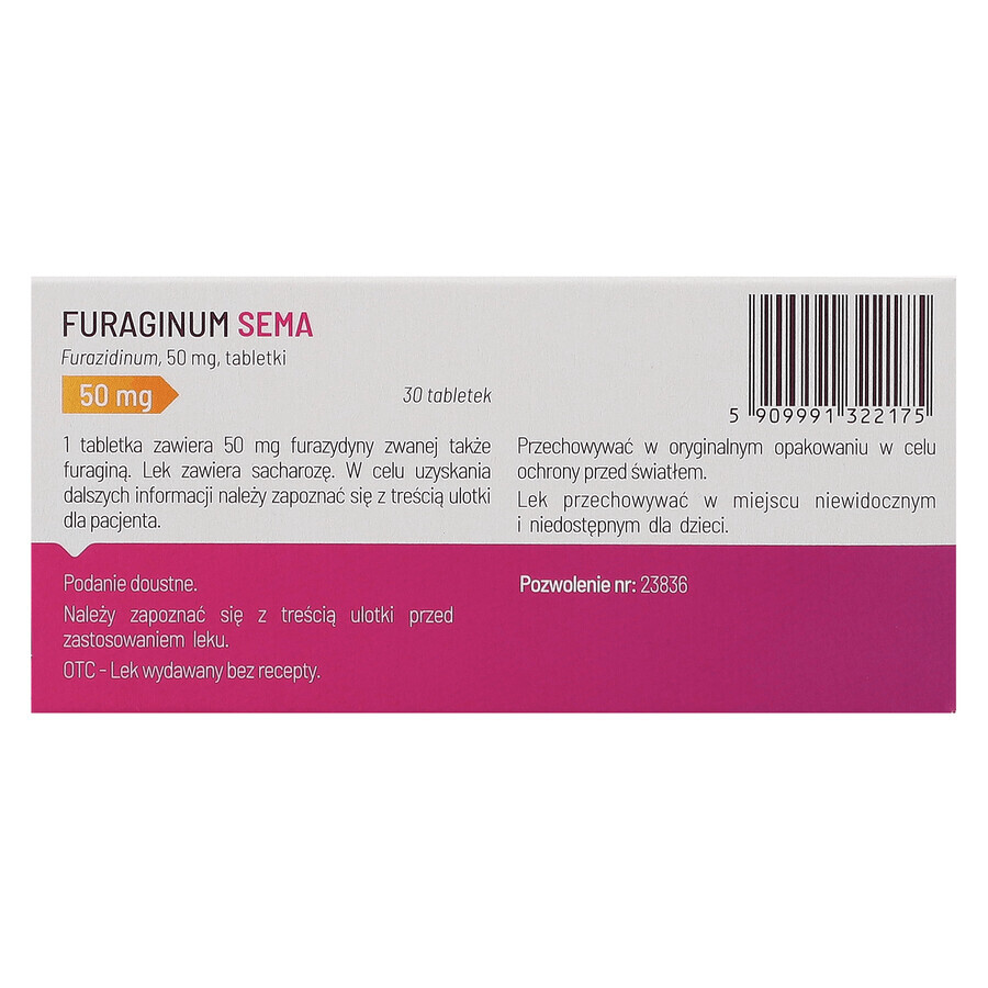 Furaginum SEMA 50 mg, 30 comprimés