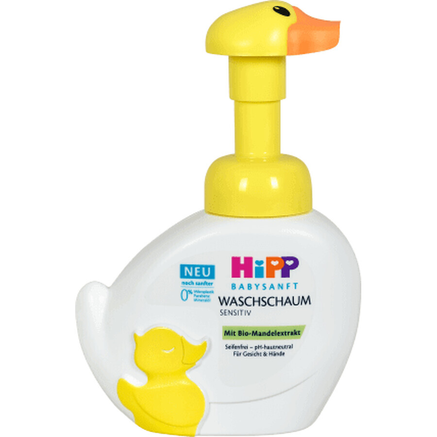 HiPP Babysanft Sensitive, schiuma per il lavaggio del viso e delle mani, dal primo giorno, anatra, 250 ml