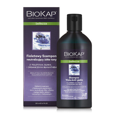 Biokap Bellezza, șampon violet pentru neutralizarea nuanțelor galbene, 200 ml