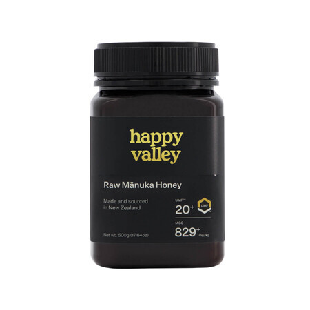 Happy Valley, miel de Manuka UMF 20+, 500 g