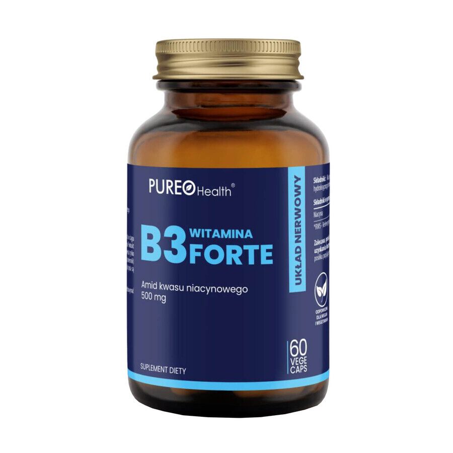 Pureo Health Vitamina B3 Forte, niacina 500 mg, 60 capsule vegetali