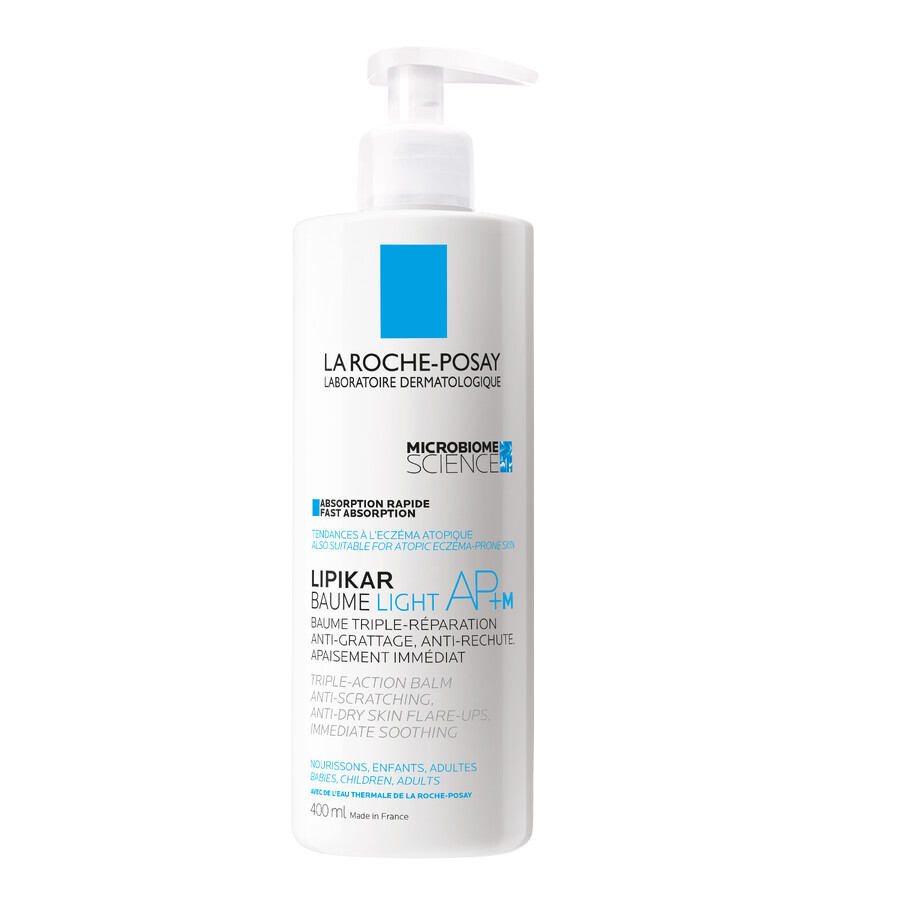 La Roche-Posay Lipikar Baume Light AP+M, lozione corpo leggera, pelle sensibile, secca, tendente all'atopia, 400 ml