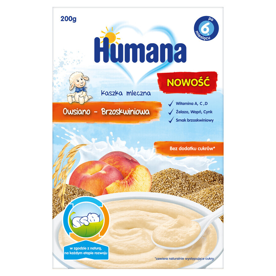 Humana Porridge di avena e pesca, latte, senza zucchero aggiunto, dopo 6 mesi, 200 g