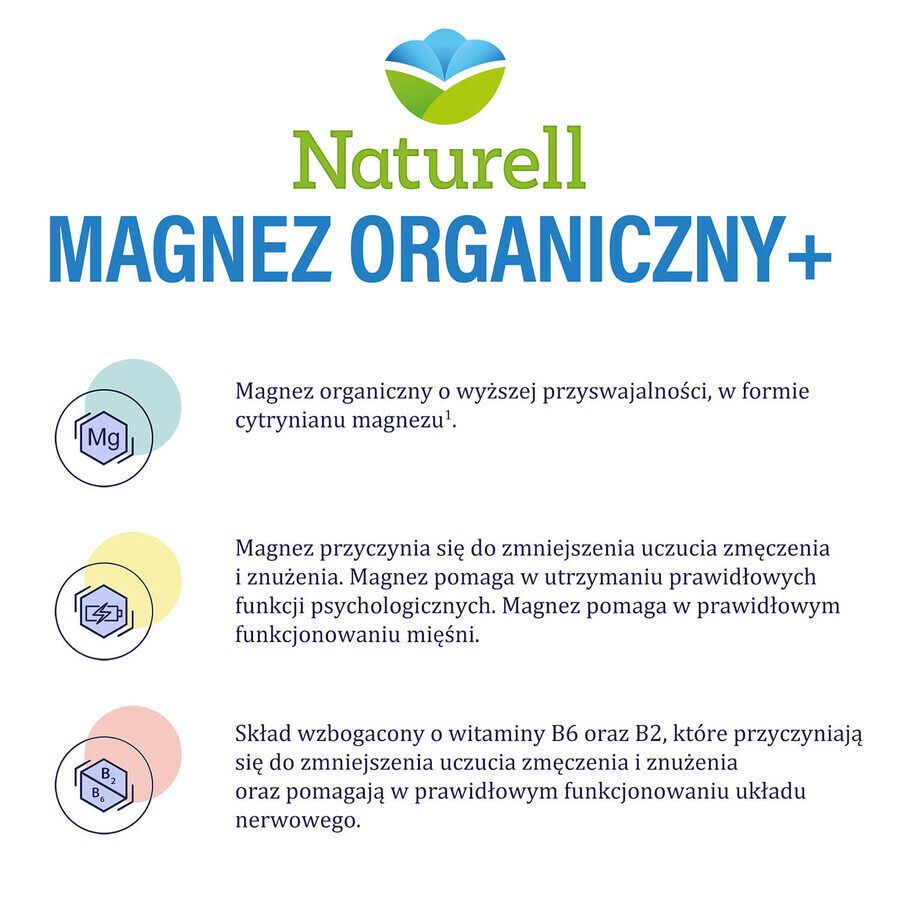 Naturell Magnesio Orgánico+, 50 cápsulas