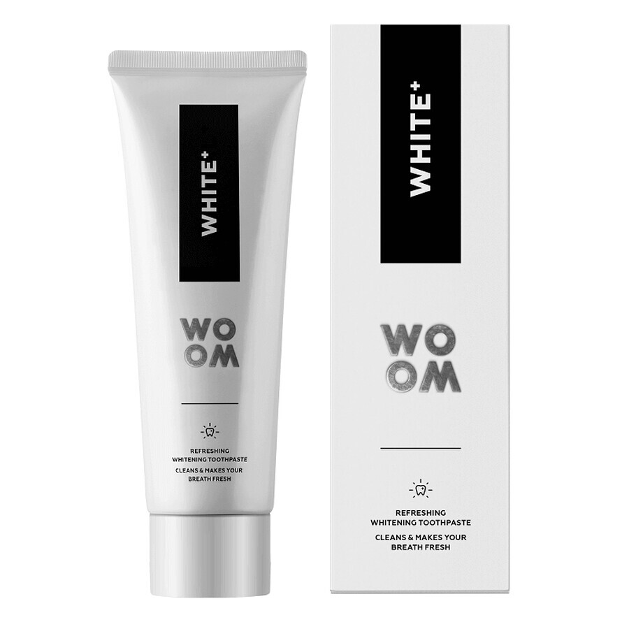 Dentifricio per sbiancamento e alito fresco White+, 75 ml, Woom