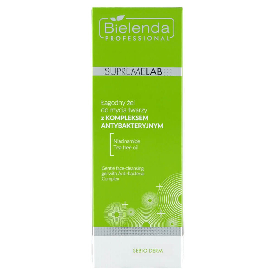 Bielenda Professional SupremeLAB Sebio Derm, gel limpiador facial suave con complejo antibacteriano, 200 g