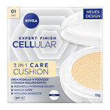 Nivea Cellular Expert Finish 3-in-1 Care Cushion, crema-primer antirughe in un cuscino, 01 light, SPF 15, 15 g