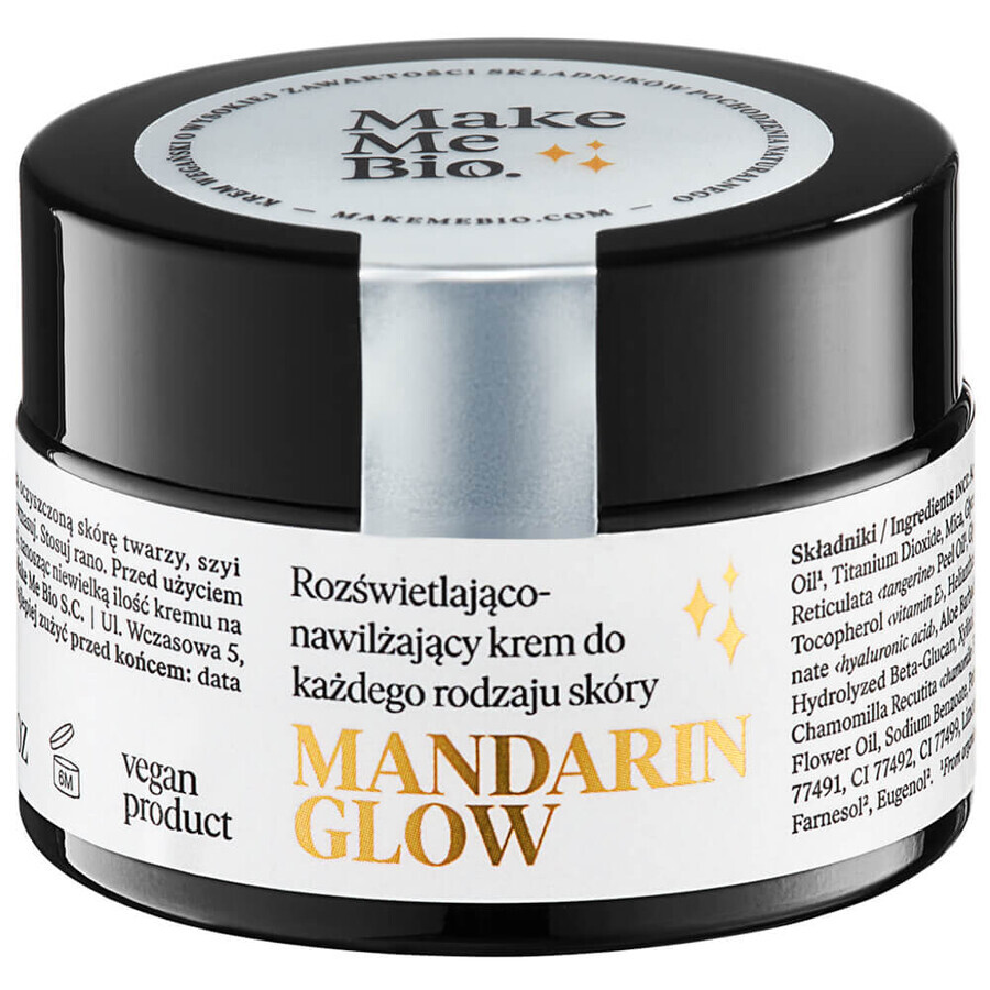 Make Me Bio Mandarin Glow, crema iluminadora e hidratante para todo tipo de piel, 30 ml