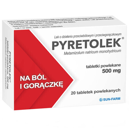 Pyretolek 500 mg, 20 compresse rivestite con film