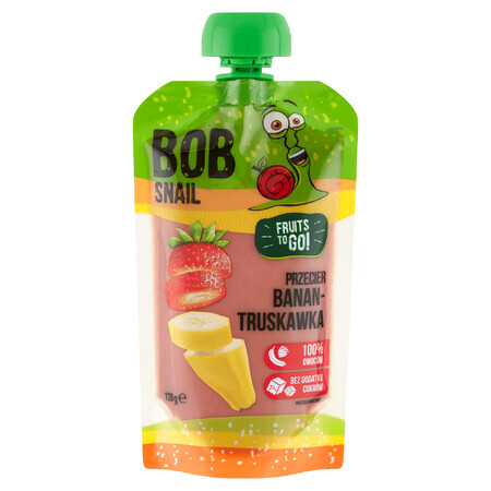 Bob Snail Fruits To Go Smoothie într-un tub, banane, căpșuni, 120 g