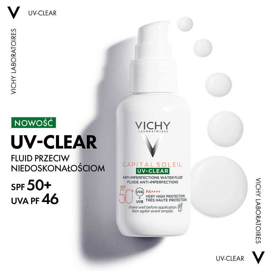 Vichy Capital Soleil UV-Clear, fluide contre les imperfections, SPF 50+, 40 ml