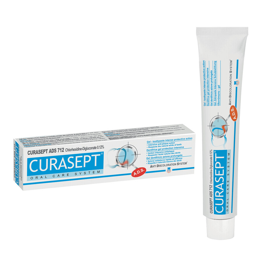 Curasept ADS 712, pastă de dinți gel cu clorhexidină 0,12%, 75 ml