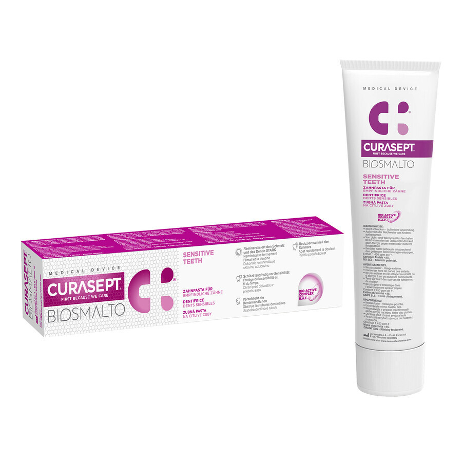 Curasept Biosmalto, dentifricio Sensitive, Sensitive, 75 ml