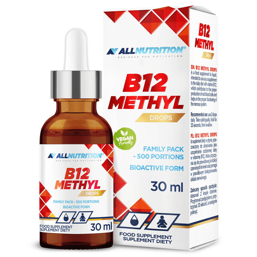 Allnutrition B12 Methyl Drops, vitamina B12 200 µg, gocce, 30 ml