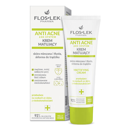 Flos-lek Anti Acne 24h System, mattifying cream, combination and oily skin, prone to acne, 50 ml