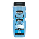 On Line Uomo, gel doccia per uomo 3in1, Blu profondo, 410 ml