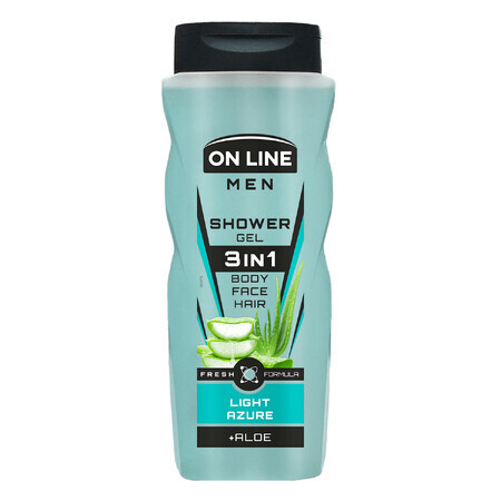 On Line Uomo, Gel doccia 3 in 1 per uomo, Azzurro, 410 ml