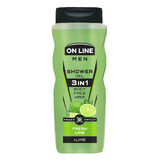 On Line Uomo, gel doccia uomo 3in1, Lime fresco, 410 ml