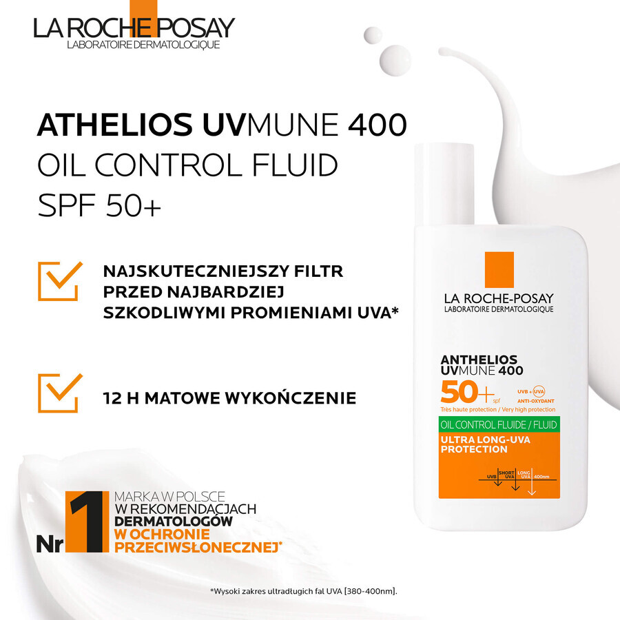 La Roche-Posay Anthelios UVMune 400, beschermingsvloeistof voor het gezicht, SPF 50+, 50 ml