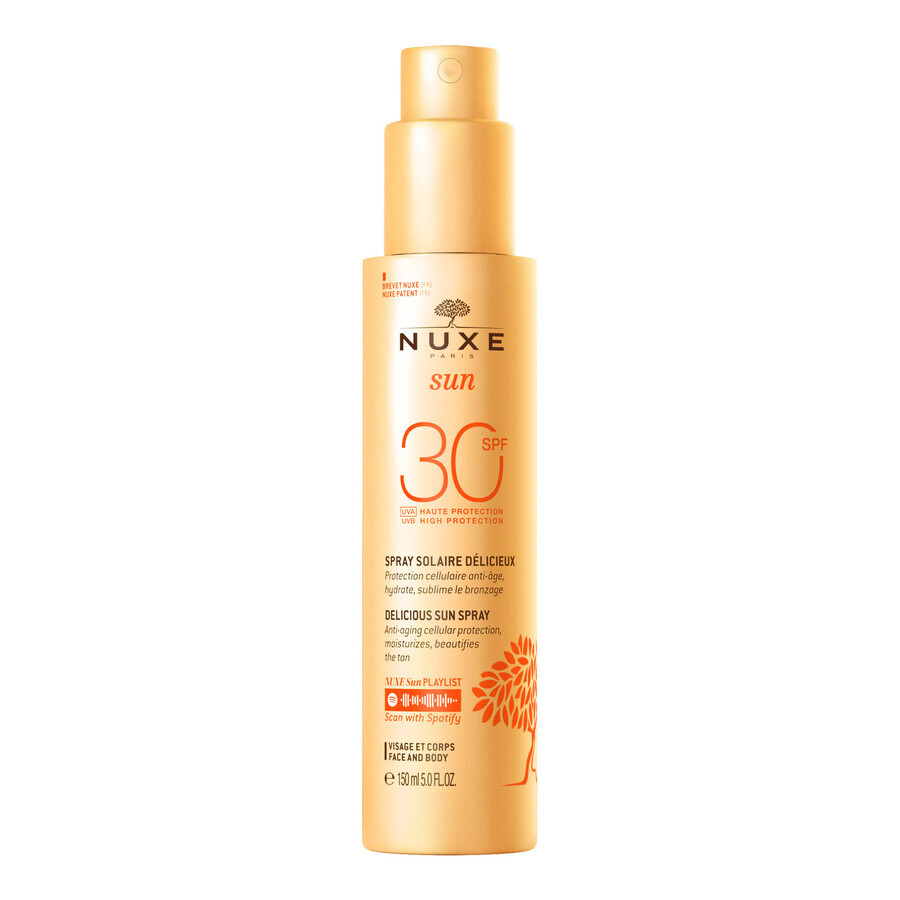 Nuxe Sun, lotion bronzante visage et corps, spray, SPF 30, 150 ml