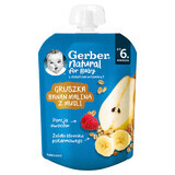 Gerber Dessert in tubetto, pera, banana, lampone con muesli, dopo 6 mesi, 80 g