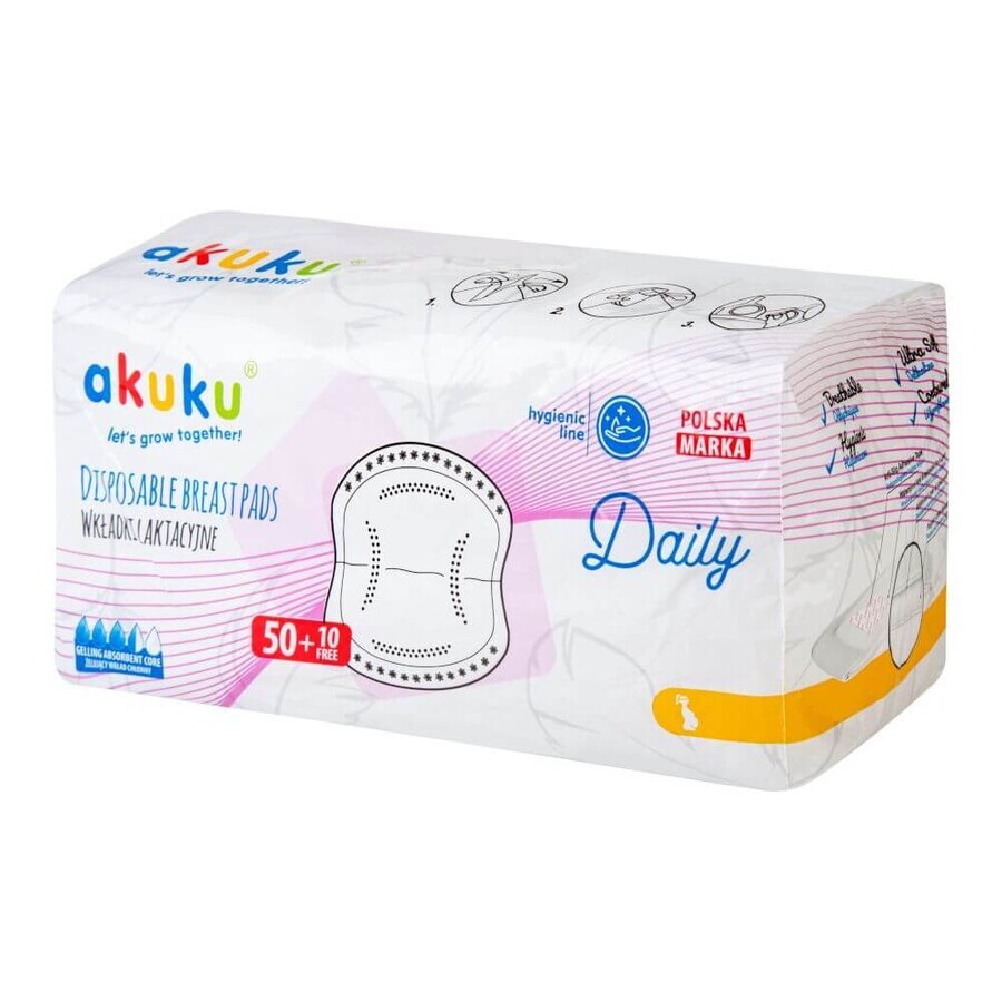 Ackuku Daily, cuscinetti per il seno, 60 pz.