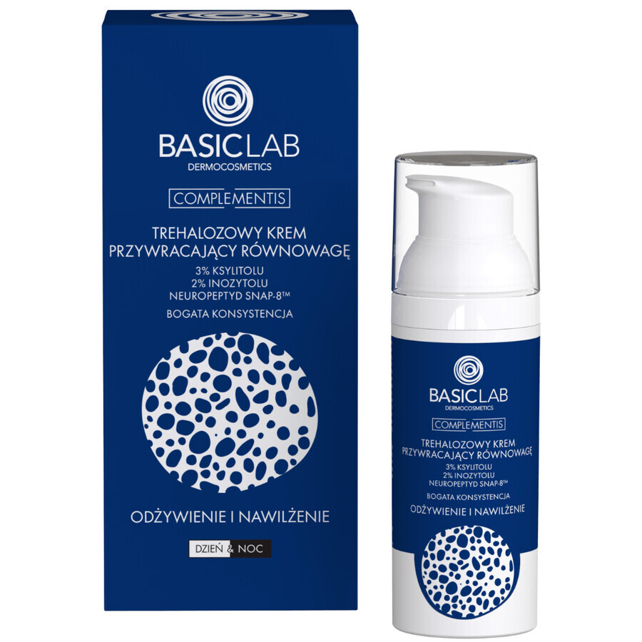 BasicLab Complementis, crema ricostituente al trealosio con xilitolo 3%, nutrimento e idratazione, 50 ml