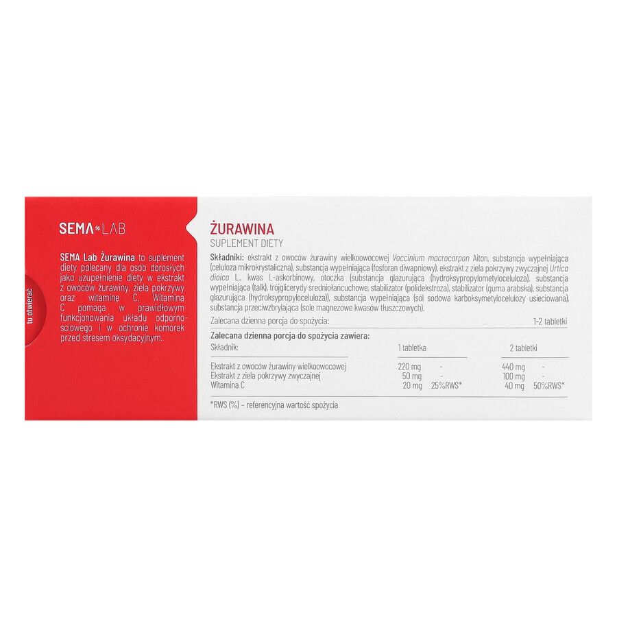 SEMA Lab Cranberry, 60 tablets