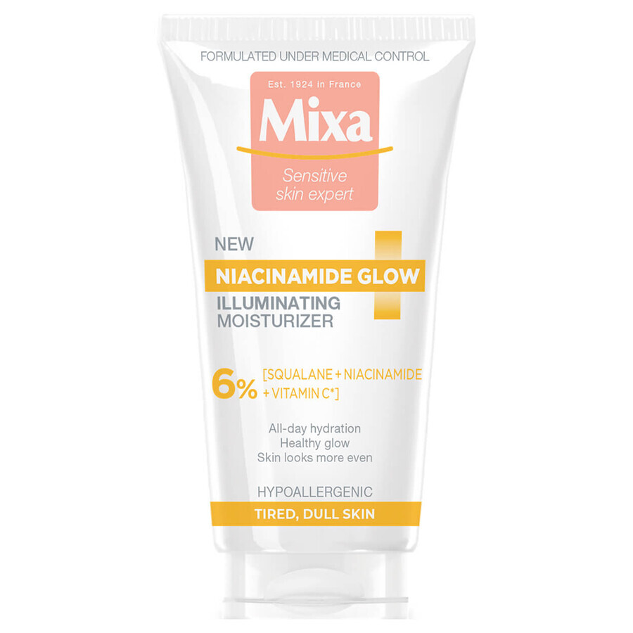 Mixa Niacinamide Glow, verhelderende moisturiser, doffe en vermoeide huid, 50 ml