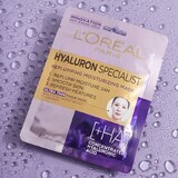 L'Oreal Hyaluron Specialist, maschera in fogli idratante e rimpolpante, 30 g