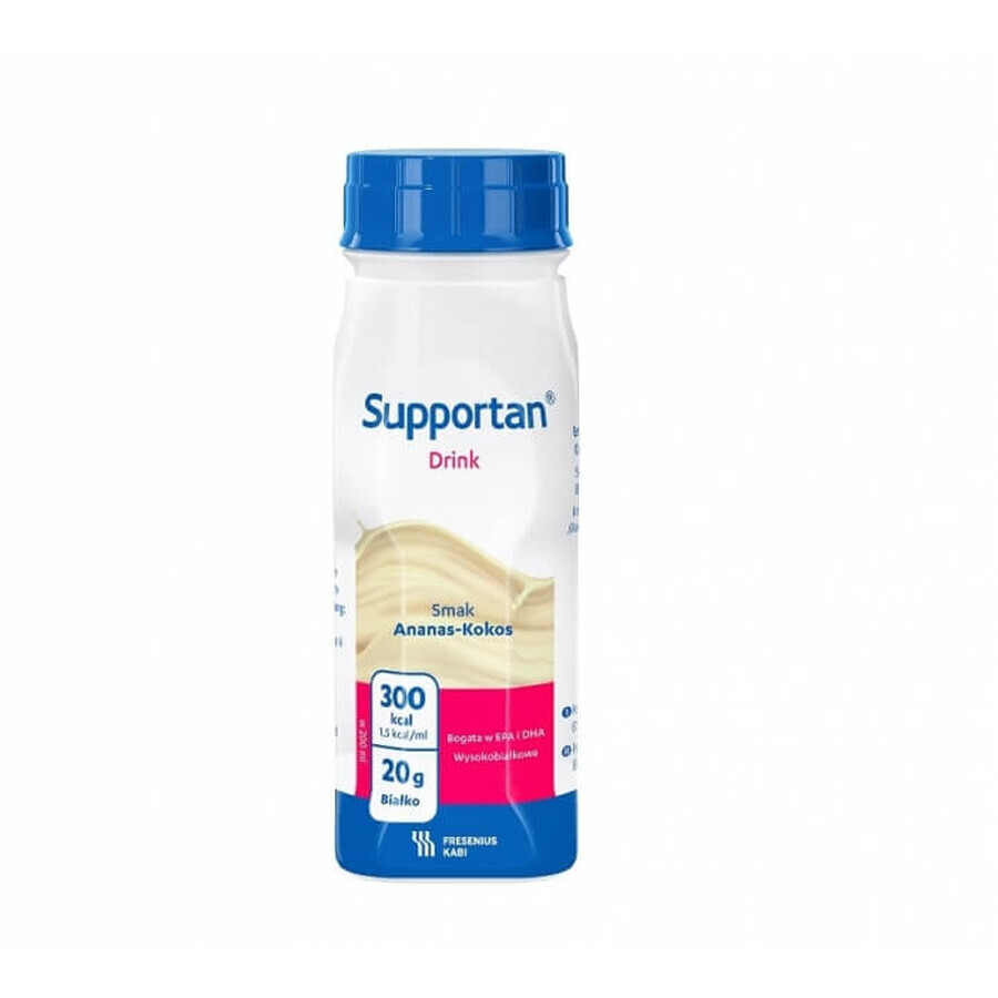 Supportan Drink, nutritional preparation, pineapple and coconut flavor, 4 x 200 ml