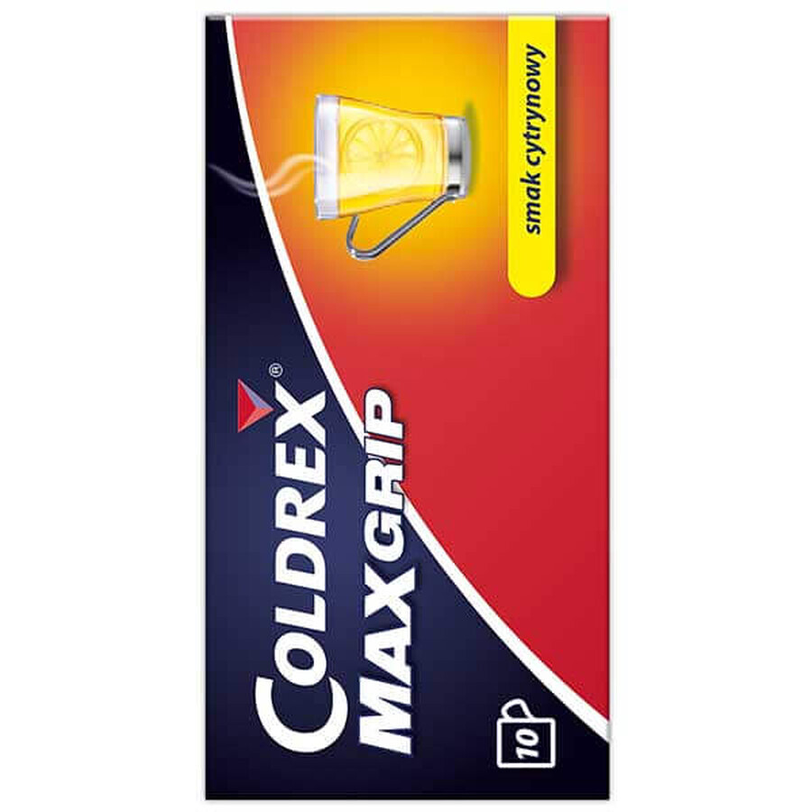 Coldrex MaxGrip 1000 mg + 10 mg + 40 mg, lemon flavor, 10 sachets