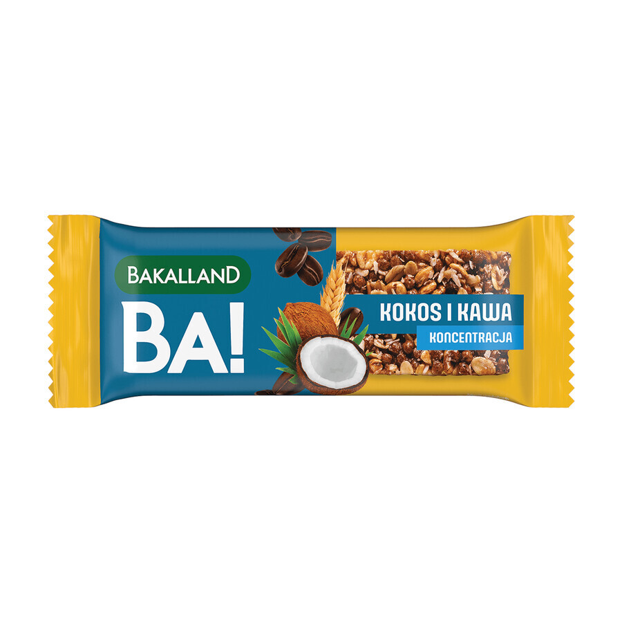 Bakalland BA! Barretta ai cereali, cocco e caffè, concentrazione, 35 g