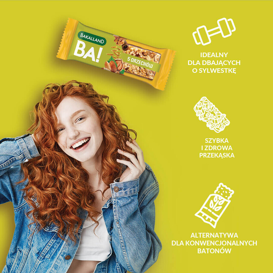 Bakalland BA! Barretta di cereali, 5 noci, 40 g