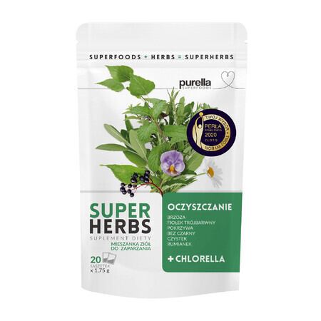 Purella Superherbs Purification, miscela di erbe, 1,75 g x 20 bustine