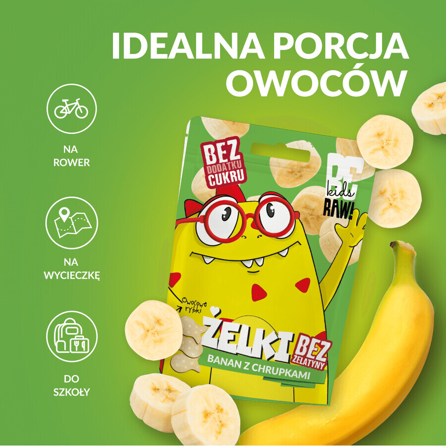 BeRAW! Kids, gelatine, banana con patatine, senza zuccheri aggiunti, 35 g