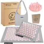 4Fizjo Ecomat, tapis d'acupression à base d'écales de sarrasin et de noix de coco, gris-rose