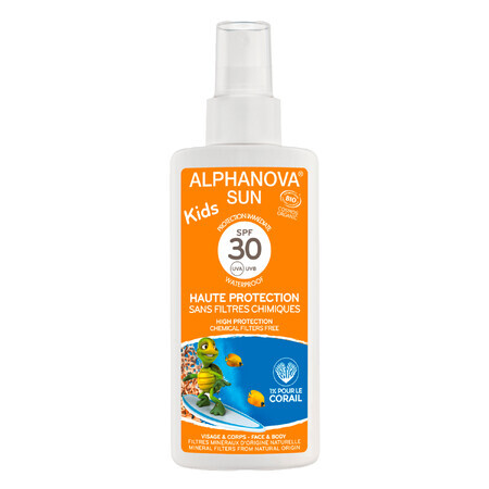 Alphanova Sun Kids Bio, protezione solare in spray, SPF 30, 125 g