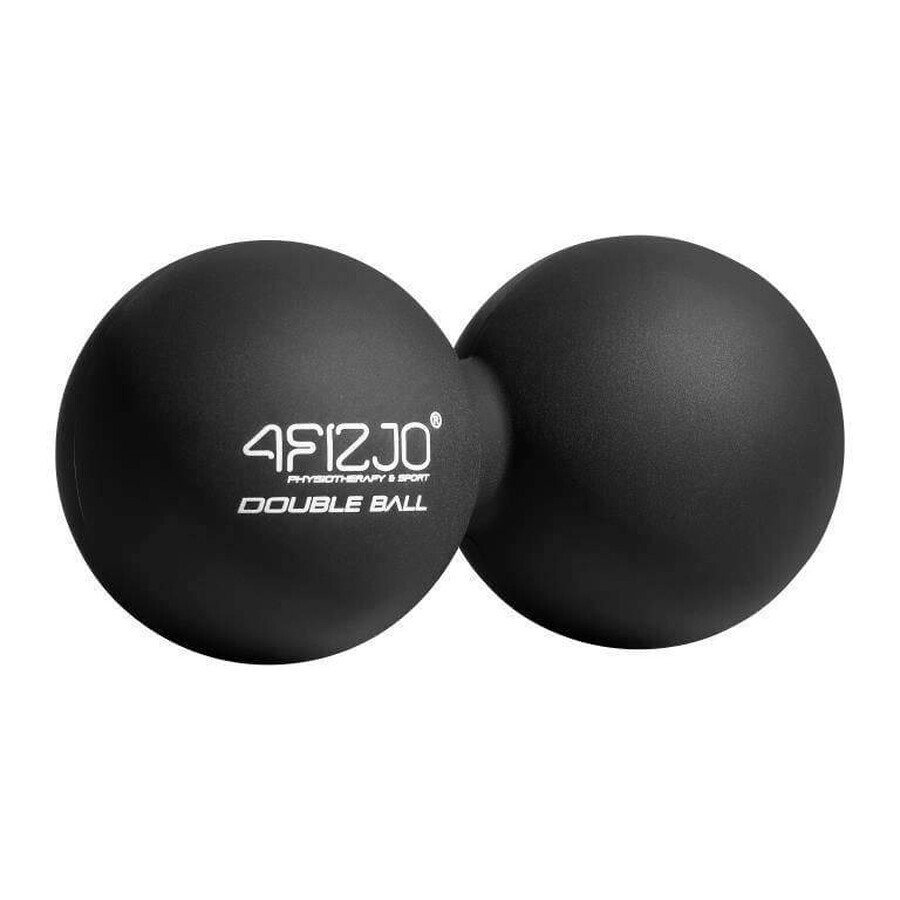 4Fizjo Double Ball, palla per massaggio, doppia, nera, 6,5 cm