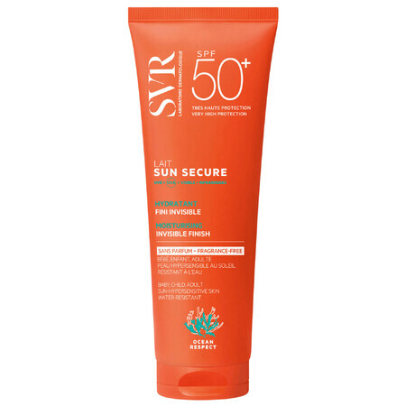 SVR Sun Secure, latte protettivo idratante, senza profumo, per tutta la famiglia, SPF 50+, 250 ml