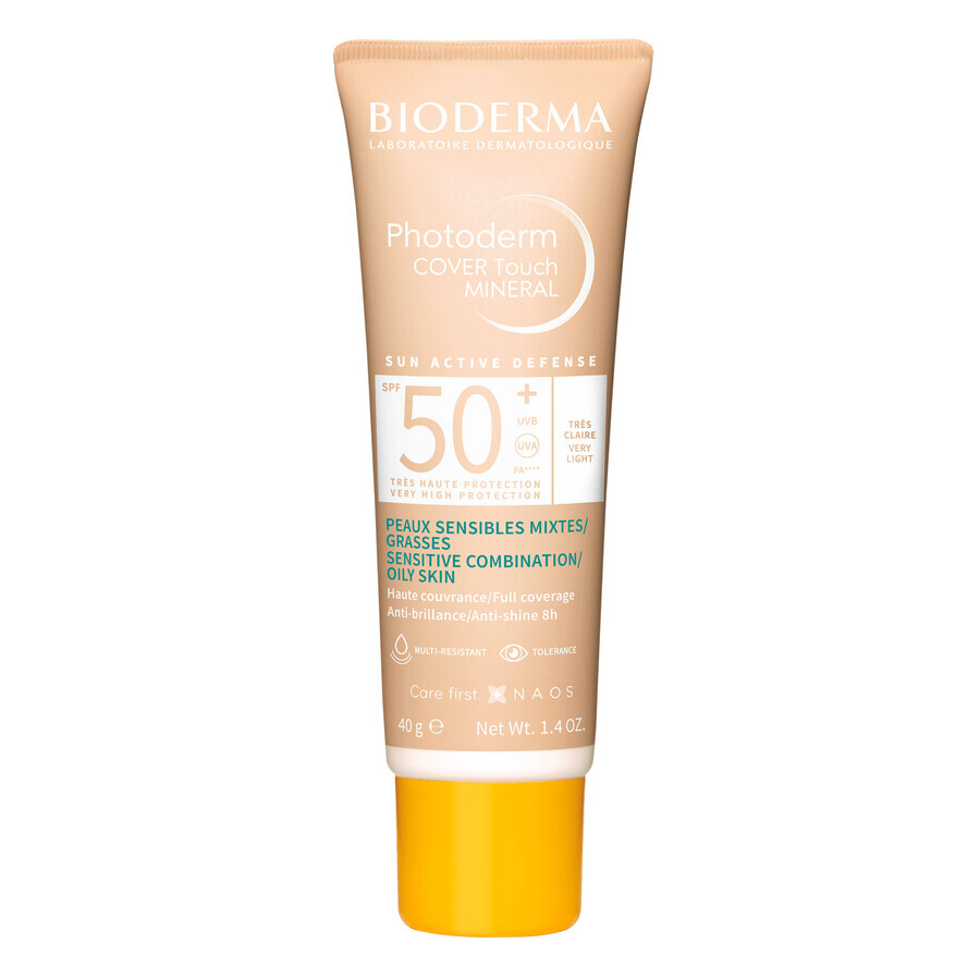 Bioderma Photoderm Cover Touch Mineral, fluido minerale opaco, molto leggero, SPF 50+, 40 g