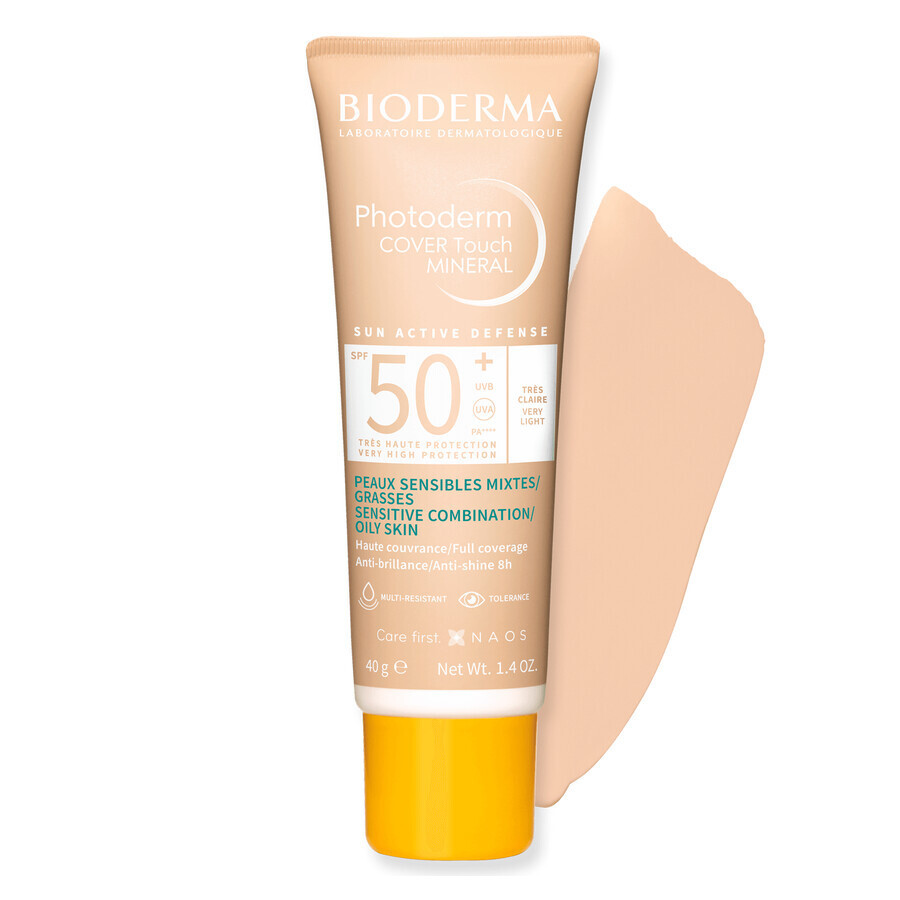 Bioderma Photoderm Cover Touch Mineral, fluido minerale opaco, molto leggero, SPF 50+, 40 g