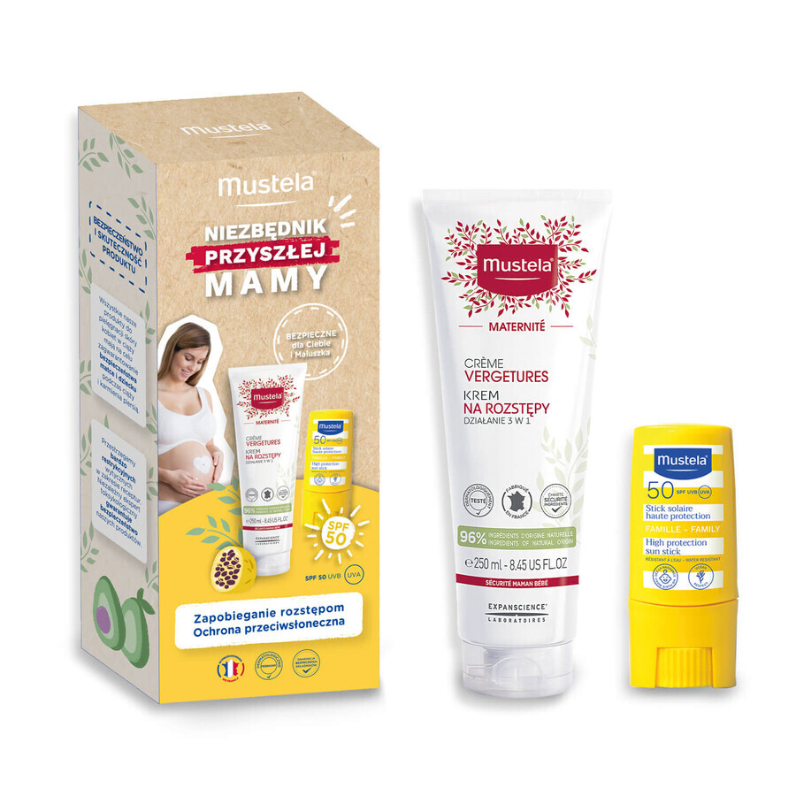 Set Mustela Essentials for Mom-to-be, crema smagliature, 250 ml + stick, 9 ml